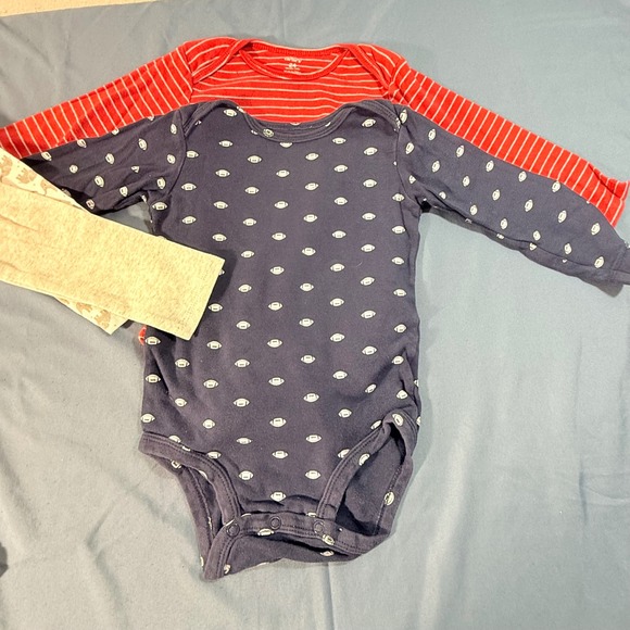 Carter's Baby Bodysuits 24 Months Lot 5 Cotton Animals Stripes Football - Picture 5 of 8